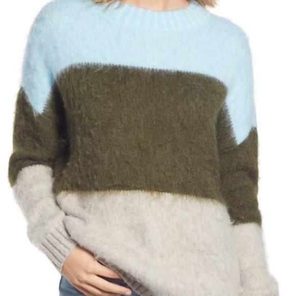 bp Sweaters - Nordstrom Fuzzy Stripe Pullover Sweater Blue